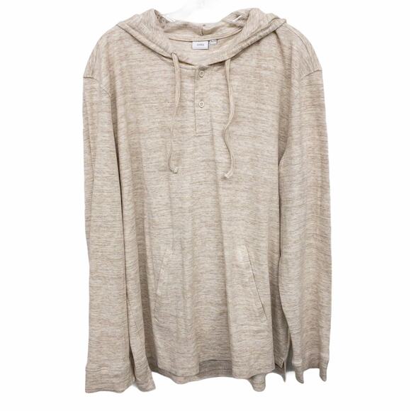 Onia Tan Brown Julian  Long Sleeve Henley Hoodie Men's Small Medium XL - Picture 2 of 5